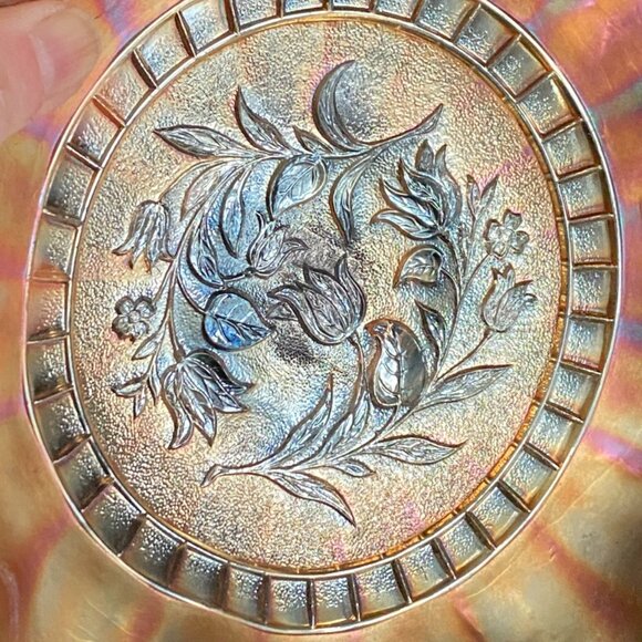 Antique Carnival Glass by Dugan "WindFlower" Ruffled Bowl Iridescent c1910 EC - Picture 3 of 11